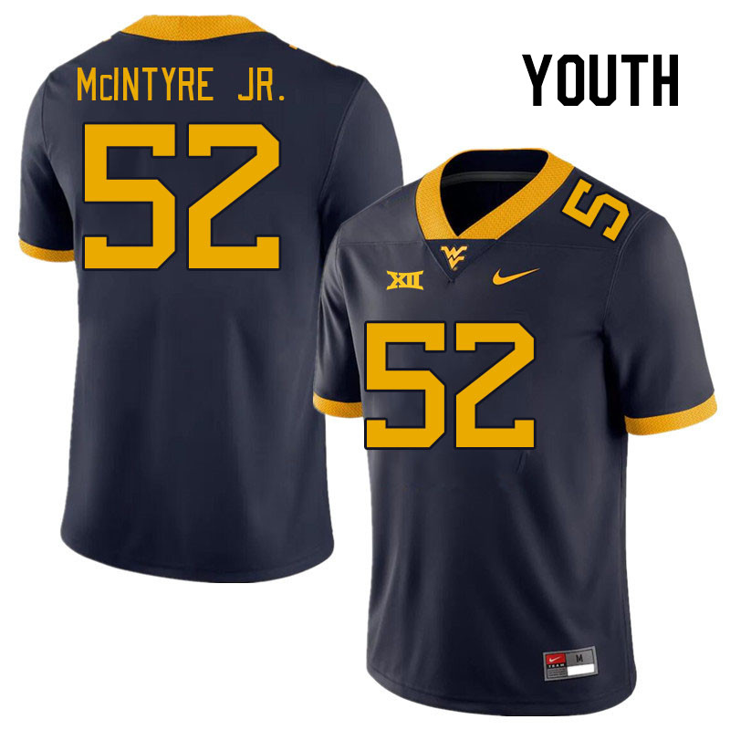 Youth #52 Corey McIntyre Jr. West Virginia Mountaineers College Football Jerseys Stitched Sale-Navy - Click Image to Close